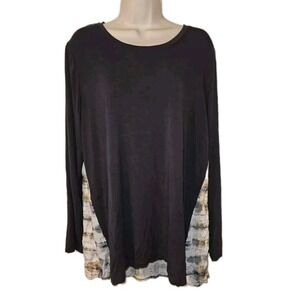 LOGO By Lori Goldstein Tie-Dye Slub Knit Tunic Shirt Long Sleeve Women's Size‎ M